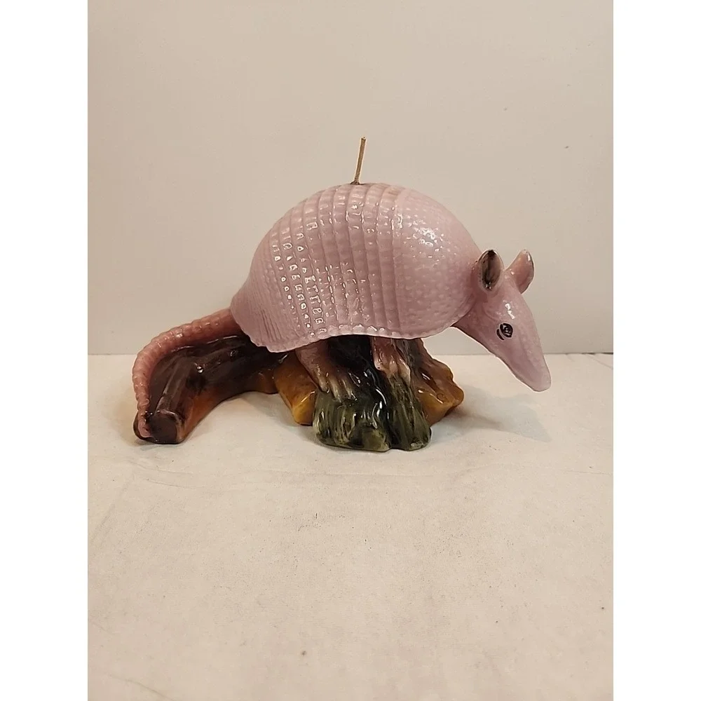 Vintage Large‎ Armadillo Figural Sculpture Candle Texas Southwest Decor Unburned